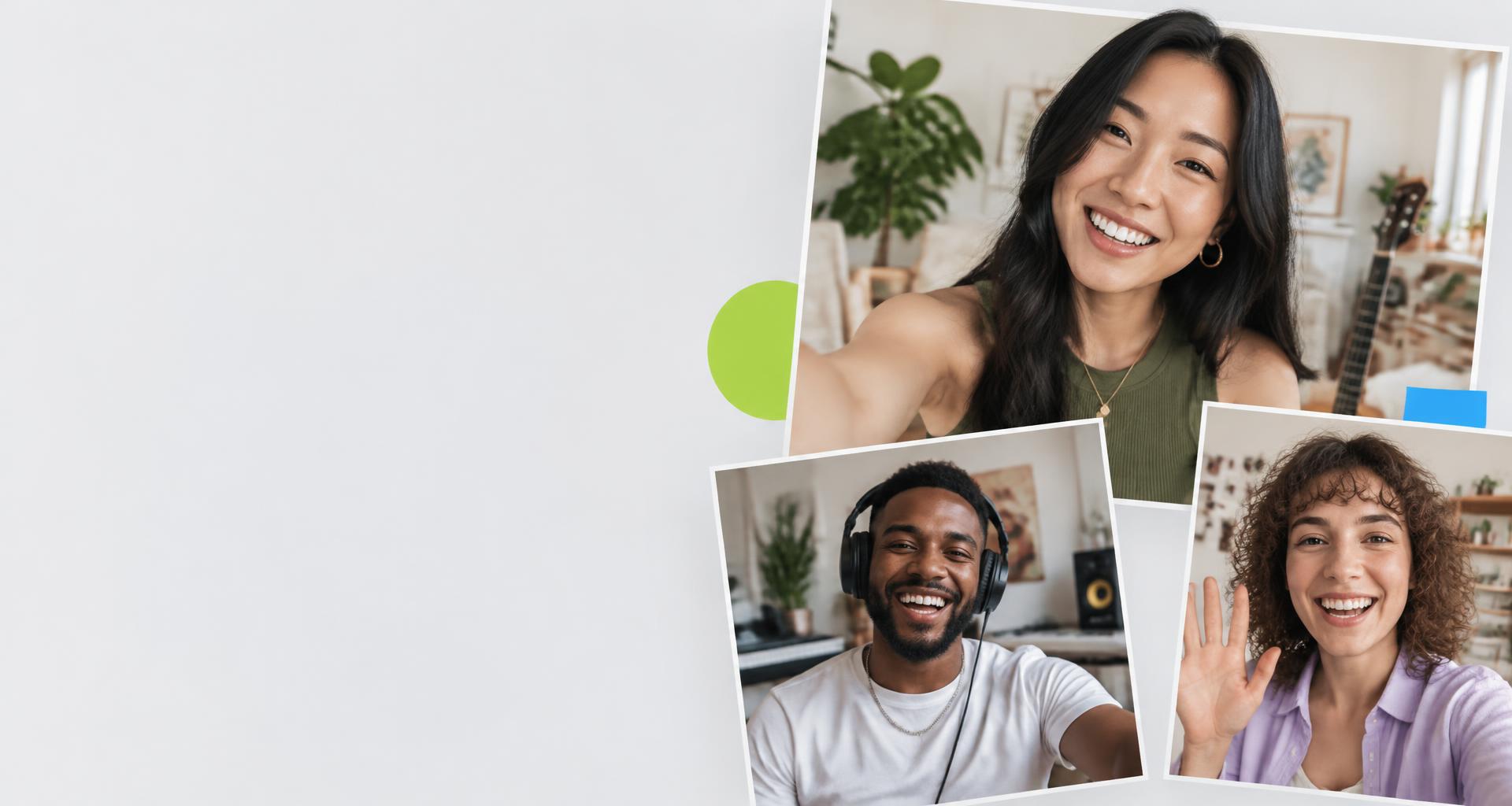 Illustrative creator and fan portraits celebrating personal video connections